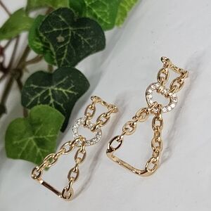 Gold and Zirconia Crystals Chain with Heart Earrings